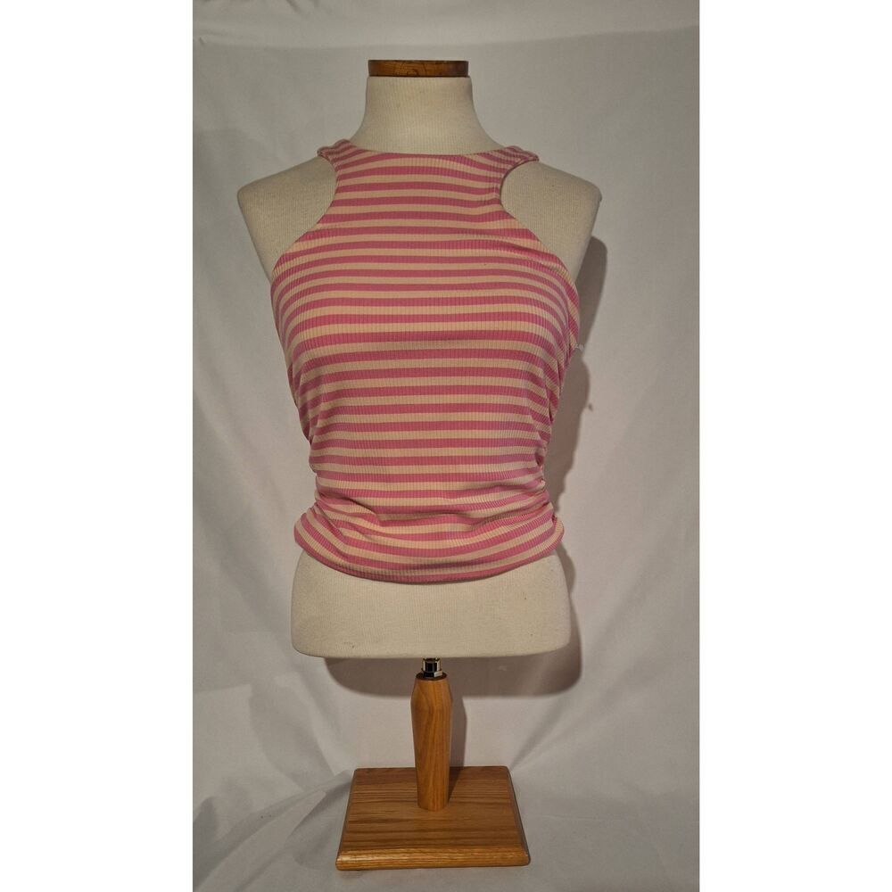 AFRM Womens‎ Ruskin Ribbed Racerback Tank Pink Stripe Size Large NWOT